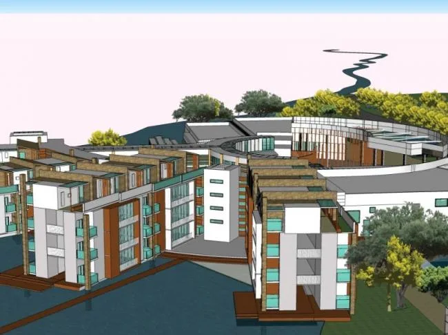 Sketchup Hotel Model | Multi story Resort Hotel Cluster, Modern Style