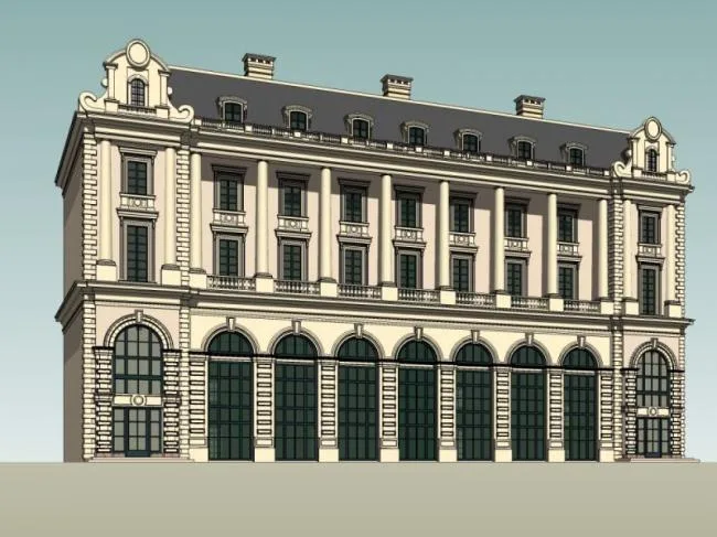Sketchup Business Model | Multi story Clubhouse, Classical Style
