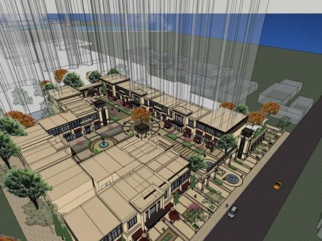 SketchUp Business Model: Classical Low-Rise Commercial Street Design