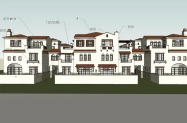 Spanish Classical Style Multi-Row Villa Courtyard Model in SketchUp-BIM WORLD