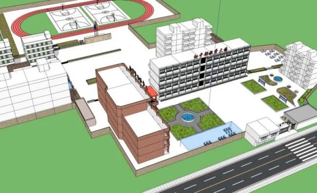 Sketchup School Model | Multi story Primary School, Middle School, Kindergarten, Campus Educational Architecture, Modern Style