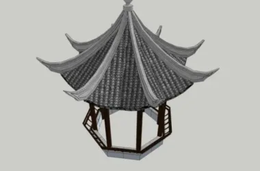 Chinese-Style Pavilion Sketch Model in SketchUp-BIM WORLD