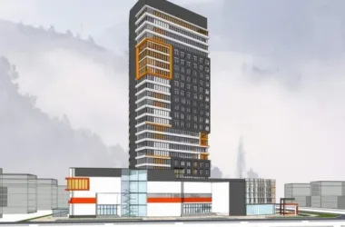 Modern High-Rise Office Building with Ground Floor Retail – SketchUp Model-BIM WORLD