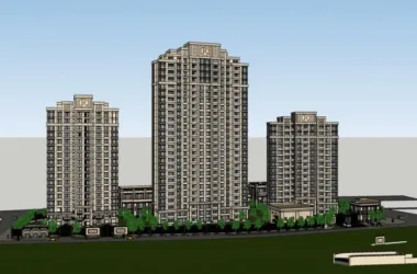 Classical 25-Story High-Rise Residential Building SketchUp Model-BIM WORLD