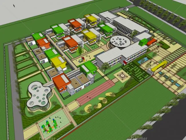 Sketchup School Model | Kindergarten, Educational Architecture, Modern Style