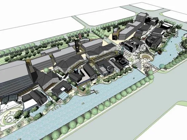 Sketchup Business Model | Multi story Commercial Street, Classical Style
