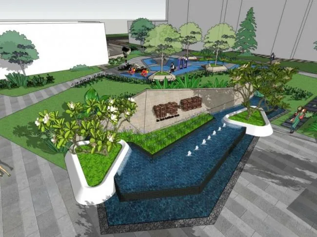 Sketchup Landscape Model | Community Landscape, Residential Landscape, Modern Style