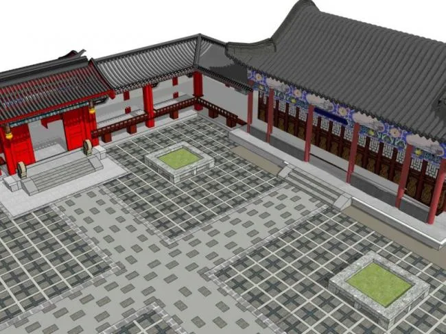 SketchUp Model of a Traditional Chinese Siheyuan Villa