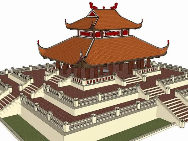 SketchUp Model of a Grand Multi-Story Ancient Chinese Hall-BIM WORLD