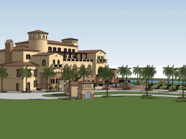 Sketchup Business Model | Multi story Clubhouse, Spanish Style