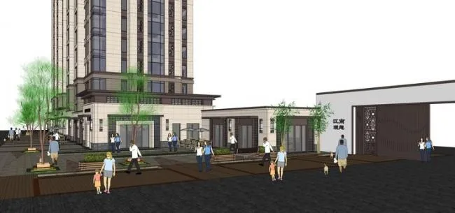 SketchUp Residential Design: European-Style High-Rise with Ground Floor and Street-Level Commercial Spaces