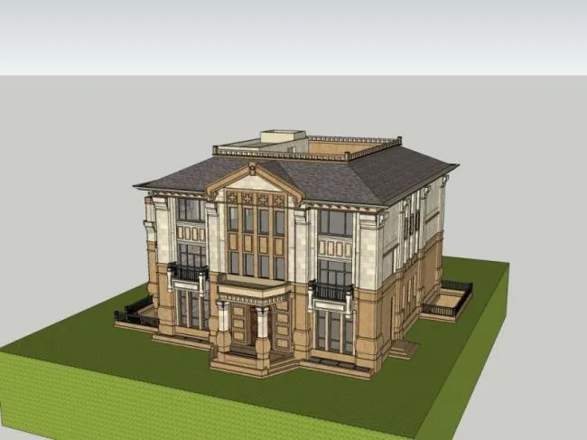 Sketchup Villa Model | Single Family Villa, Classical Style