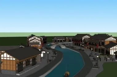 SketchUp Business Model: Multi-Story Commercial Street in Traditional Chinese Style-BIM WORLD