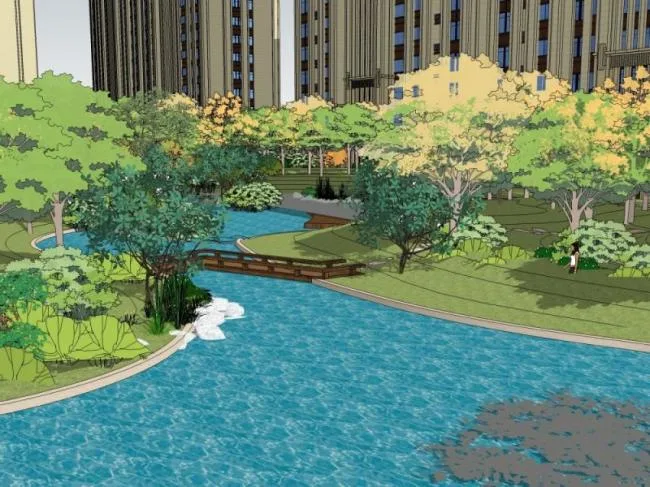 Sketchup Landscape Model | Community Landscape, Residential Landscape, Classical Style