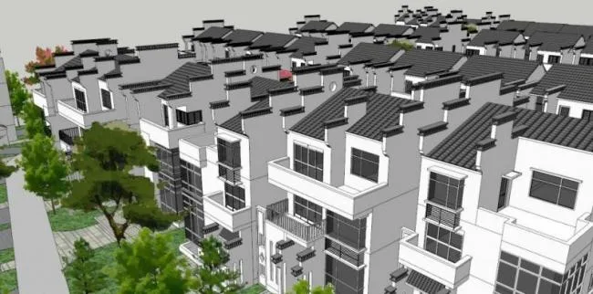 SketchUp Villa Model: Huizhou-Style Residential Cluster