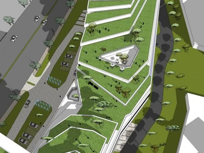 Sketchup Complex Model | Multi story high-rise mixed commercial complex, modern style, commercial podium, office