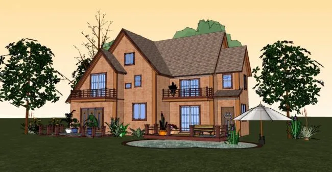 Sketchup Villa Model | Single Family Villa, Classical Style