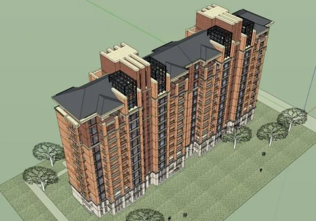 Sketchup Residential Model | High rise Residential Buildings, Classical Style