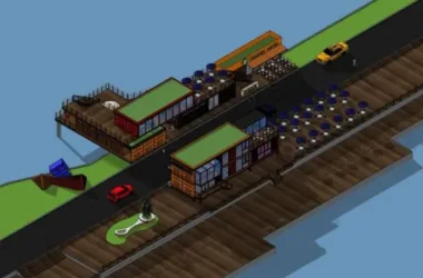 SketchUp Station Road Bridge: Modern Multi-Story Cruise Terminal and Container Transport Architecture-BIM WORLD