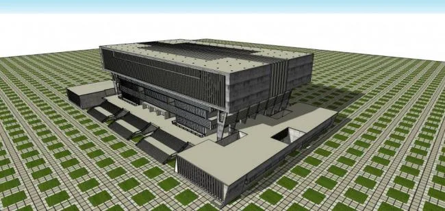 Sketchup Cultural Model | Multi story Library, Cultural Architecture, Modern Style