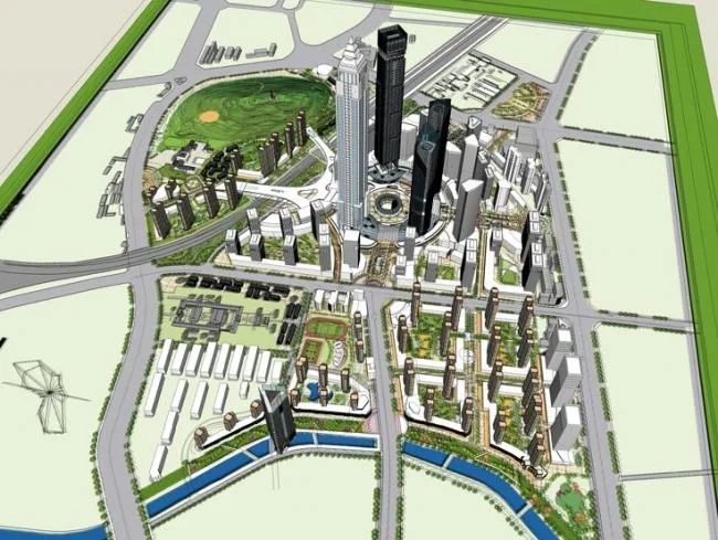 Sketchup Complex Model | Integrated Urban Design of High rise Residential, Commercial, Office, Complex, Office Residential Area, Modern Style