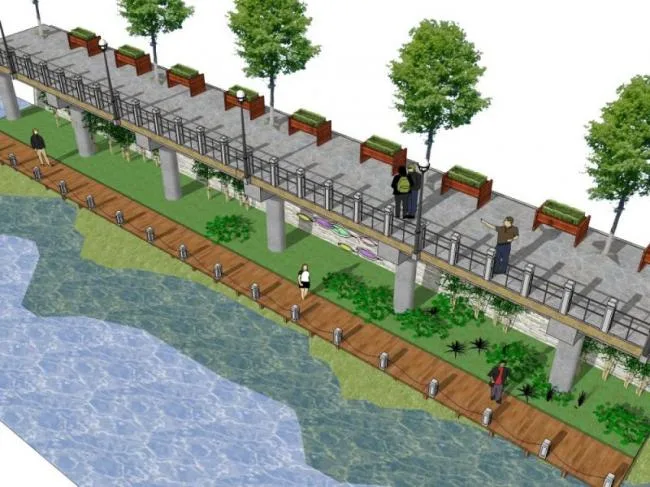 Sketchup Landscape Model | Waterfront Landscape, Modern Style