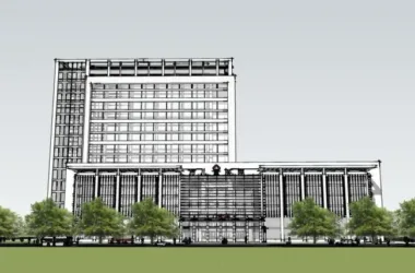 Modern Multi-Story High-Rise Hybrid Hospital Model in SketchUp-BIM WORLD