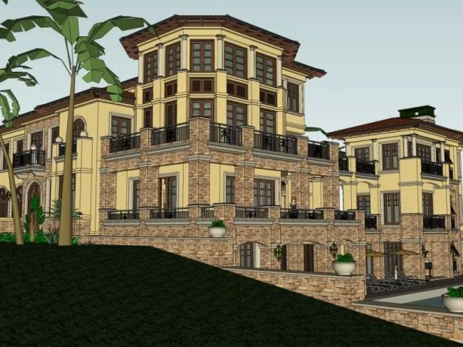 Sketchup Villa Model | Single Family Villa, Spanish Style