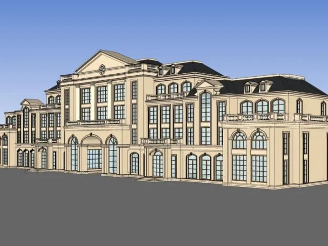 Sketchup Business Model | Multi-story Clubhouse, Classical Style