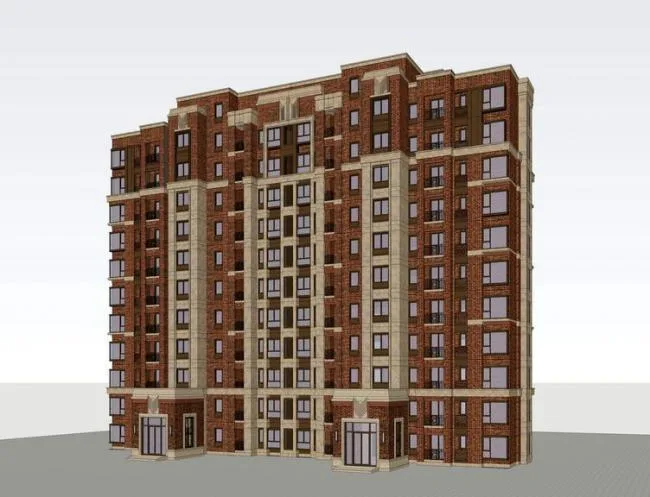 Sketchup Residential Model | Small High Rise Residential Buildings, Neoclassical Style, Red Brick, Residential Buildings