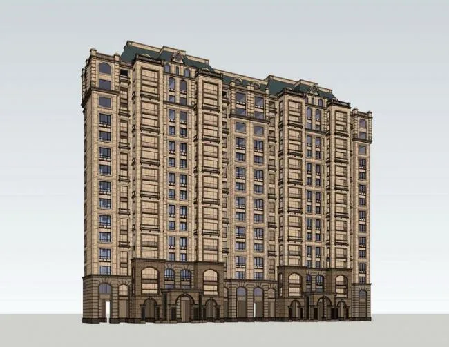 Sketchup Residential Model | High rise Residential Buildings, Residential Buildings, Classical Style, French Style