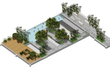 Modern Courtyard and Pool Landscape Design in SketchUp-BIM WORLD