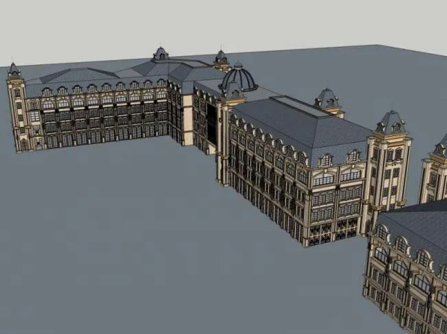 Sketchup Business Model | Multi story Commercial Street, Classical Style