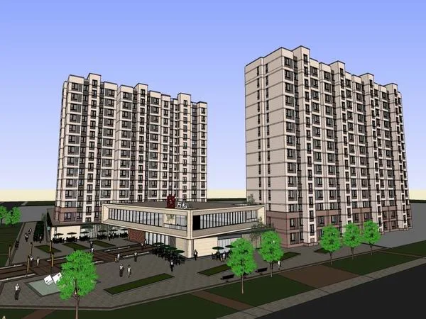 Sketchup Residential Model | High rise residential building, community clubhouse, modern style