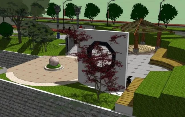 Sketchup Landscape Model | Park Landscape, Modern Style