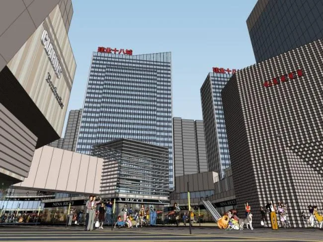 Sketchup Complex Model | Multi story Commercial Complex, Office Building, Hotel, Modern Style