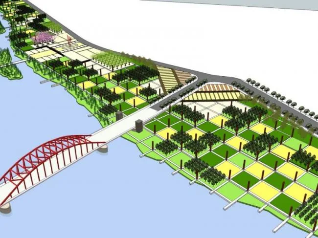 Sketchup Landscape Model | Riverside Landscape, Waterfront Landscape, Modern Style