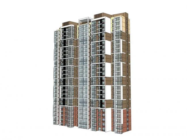 Sketchup Residential Model | High rise residential building, modern style, 25 floors