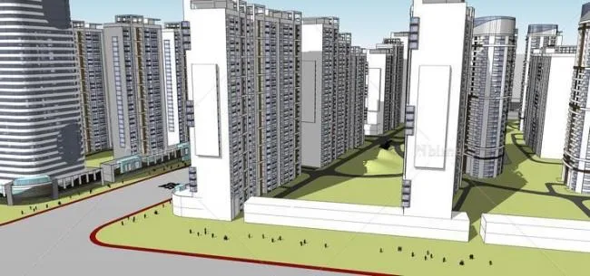 Sketchup Planning Model | High rise Residential Community Planning, Modern Style