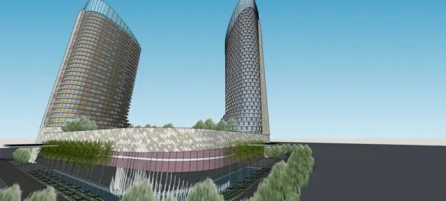 Sketchup Office Model | High rise office building, hotel, commercial podium, modern style