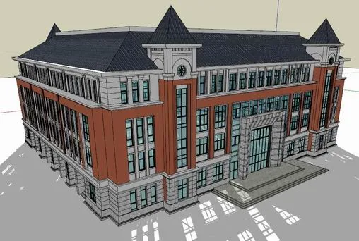 Sketchup School Model | Multi story Teaching Building School, Campus Educational Architecture, Classical Style