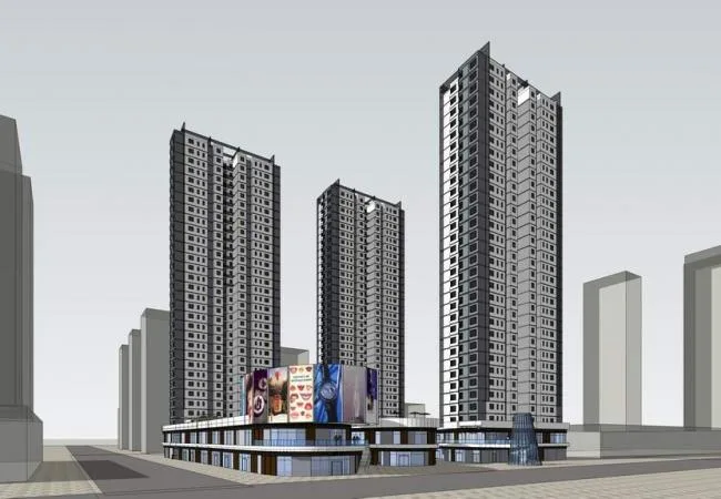 SketchUp Residential Models: Modern High-Rise Buildings with Commercial Spaces