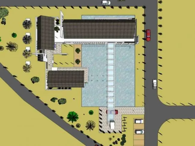 Sketchup Office Model | Hydroelectric Power Plant Office Building, Multi story, Modern Chinese Style