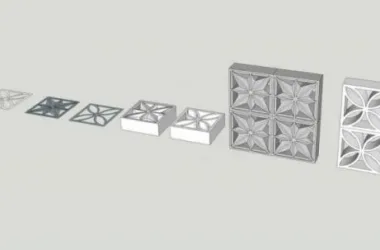 SketchUp Material Model: Hollow Carved Stone Wall and Brick Landscape Components-BIM WORLD