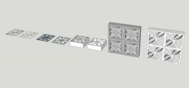 Sketchup Material Model | Hollow Carving Stone Wall Brick Landscape Material Component