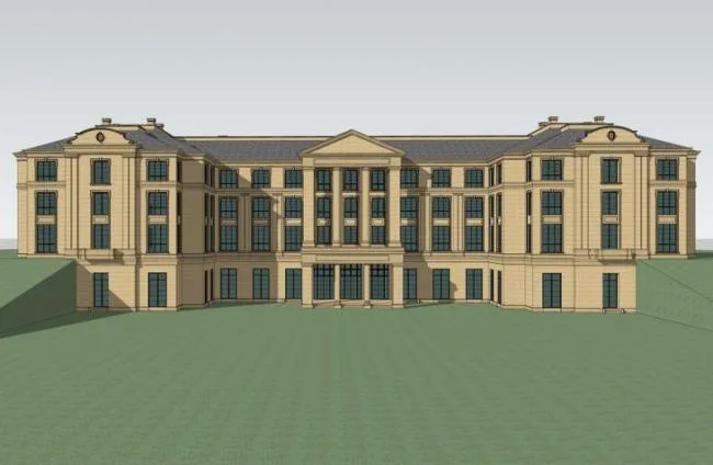 Sketchup Business Model | Multi story clubhouse, French classical style, commercial building