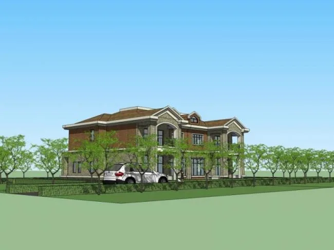 Sketchup Villa Model | Twin Villa, Western Neoclassical