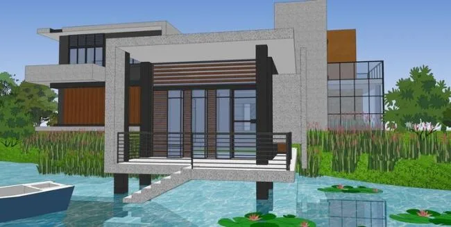 Sketchup Villa Model | Mountain Lake Villa, Modern Style