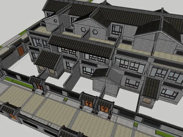 Sketchup Villa Model | Chinese style townhouse, classical style