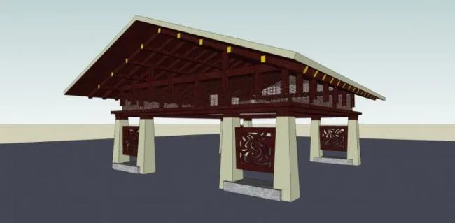 Sketchup Sketch Model | Pavilion, Chinese Style, Sketch